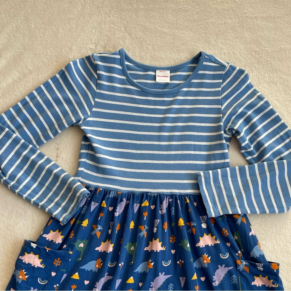 Blue Striped and Patterned Kids Dress - Picture 4 of 8